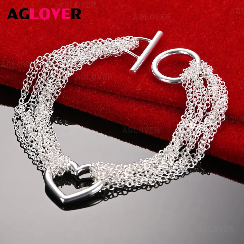 AGLOVER 925 Sterling Silver Tassel Heart Bracelet Charming Fashion Personality Woman Wedding Gift Party Jewelry
AGLOVER 925 Sterling Silver Tassel Heart Bracelet Charming Fashion Personality Woman Wedding Gift Party Jewelry