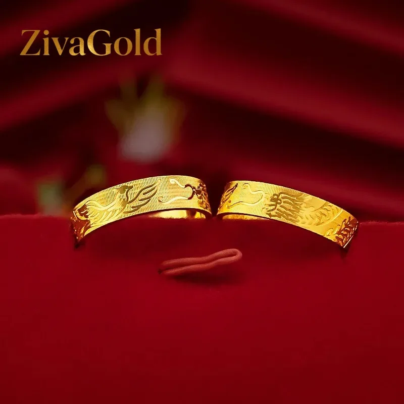 Кольцо ZivaGold из чистого золота 24K AU999 с резными изображениями дракона и феникса - золотые украшения для пар.
Кольцо ZivaGold из чистого золота 24K AU999 с резными изображениями дракона и феникса - золотые украшения для пар.