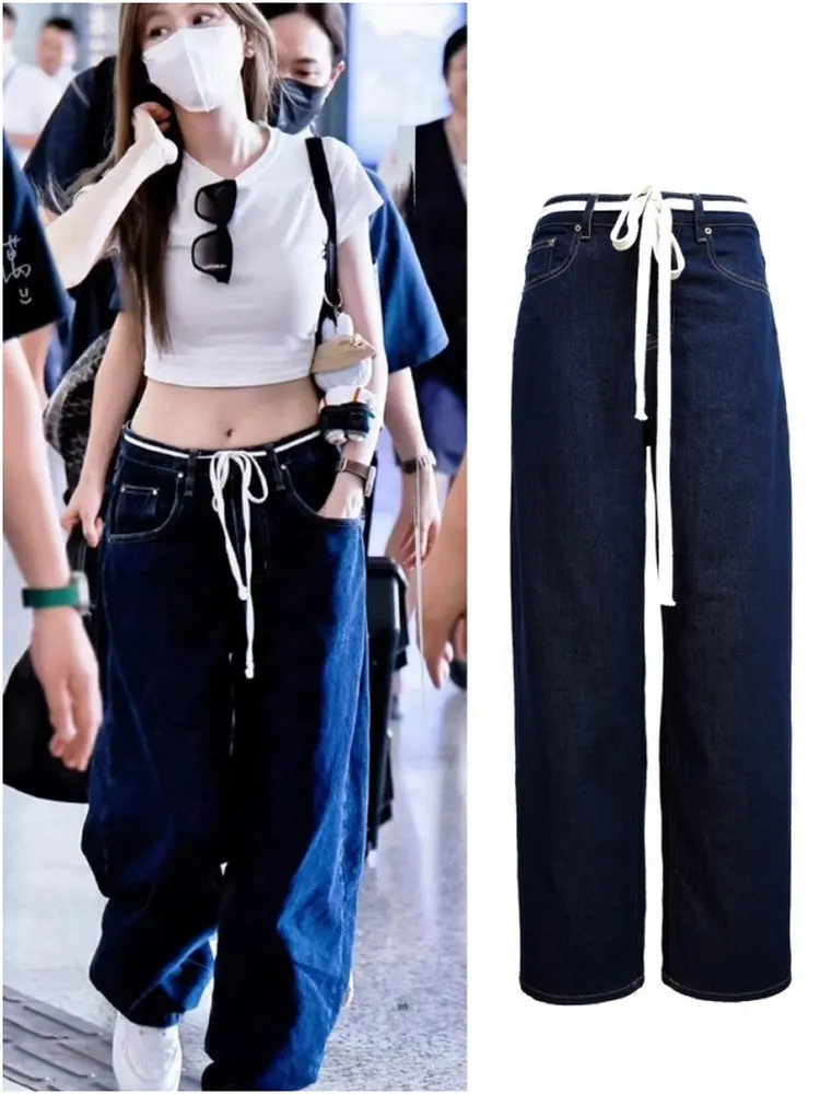 EXJR Wang Xinying Loose Straight Leg Wide Leg Jeans American Casual Trendy Brand Belted Long Pants Women's Loose Fit Jeans
EXJR Wang Xinying Loose Straight Leg Wide Leg Jeans American Casual Trendy Brand Belted Long Pants Women's Loose Fit Jeans