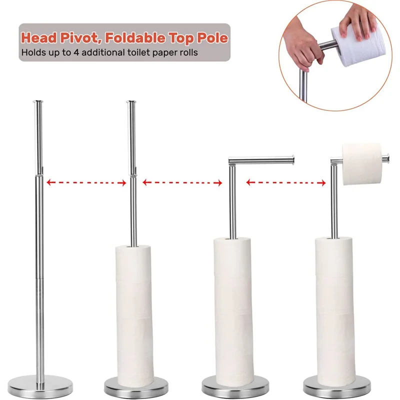 AD30-Toilet Paper Holder, Free Standing Toilet Paper Holder Stand with Reserve for 4 Spare Rolls, Sturdy Base
AD30-Toilet Paper Holder, Free Standing Toilet Paper Holder Stand with Reserve for 4 Spare Rolls, Sturdy Base