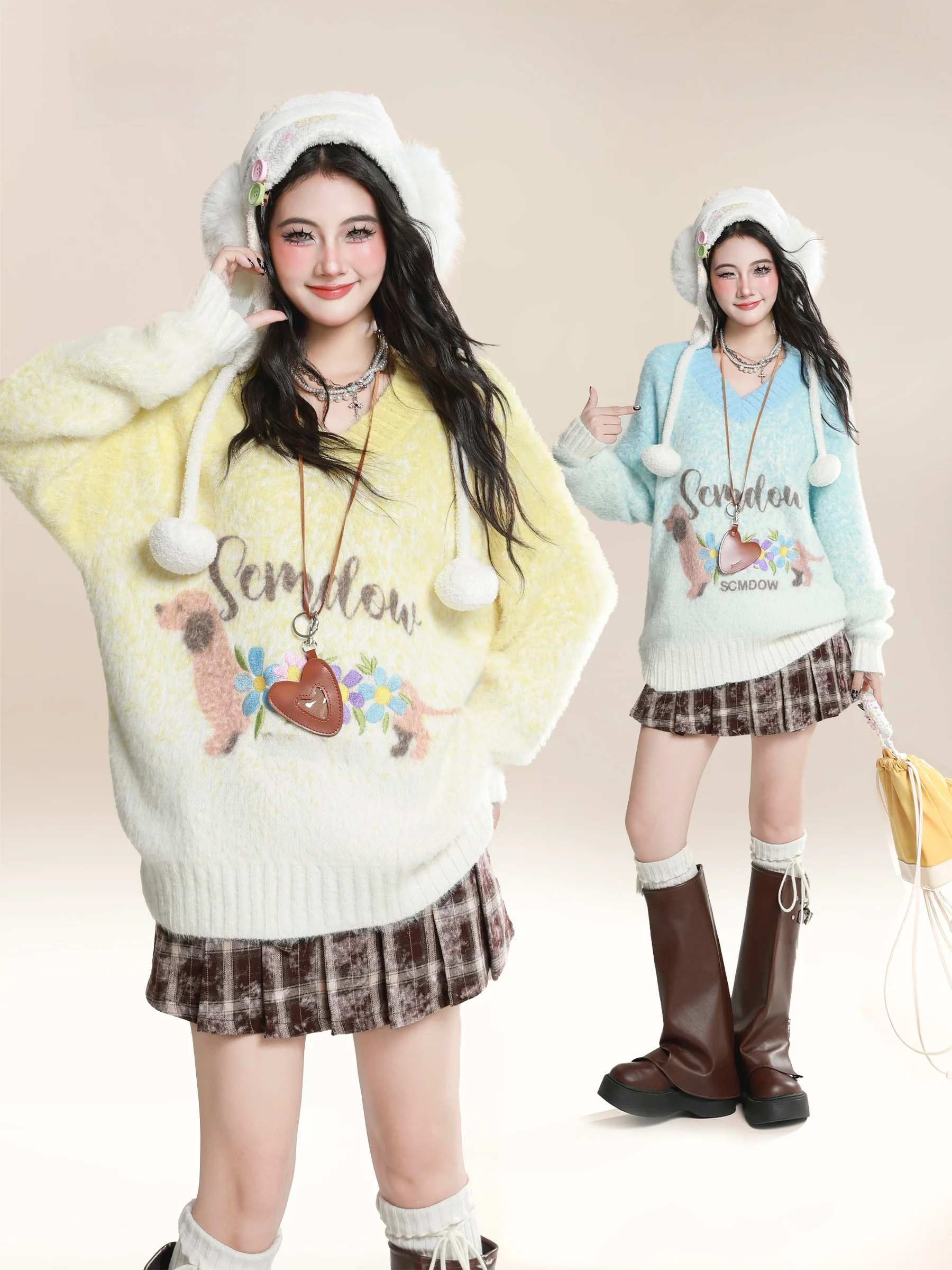 American Sle Fun Dog Pattern adient V-Ne Camere вязаный свободный топ для похудения для женщин осенний сезон длинный све
American Sle Fun Dog Pattern adient V-Ne Camere вязаный свободный топ для похудения для женщин осенний сезон длинный све