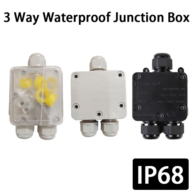IP68 3 Way Waterproof Junction Box 4-15mm Electrical Cable Wire Connectors 41A 450V T85 Y-type External Electrical Junction Box
IP68 3 Way Waterproof Junction Box 4-15mm Electrical Cable Wire Connectors 41A 450V T85 Y-type External Electrical Junction Box