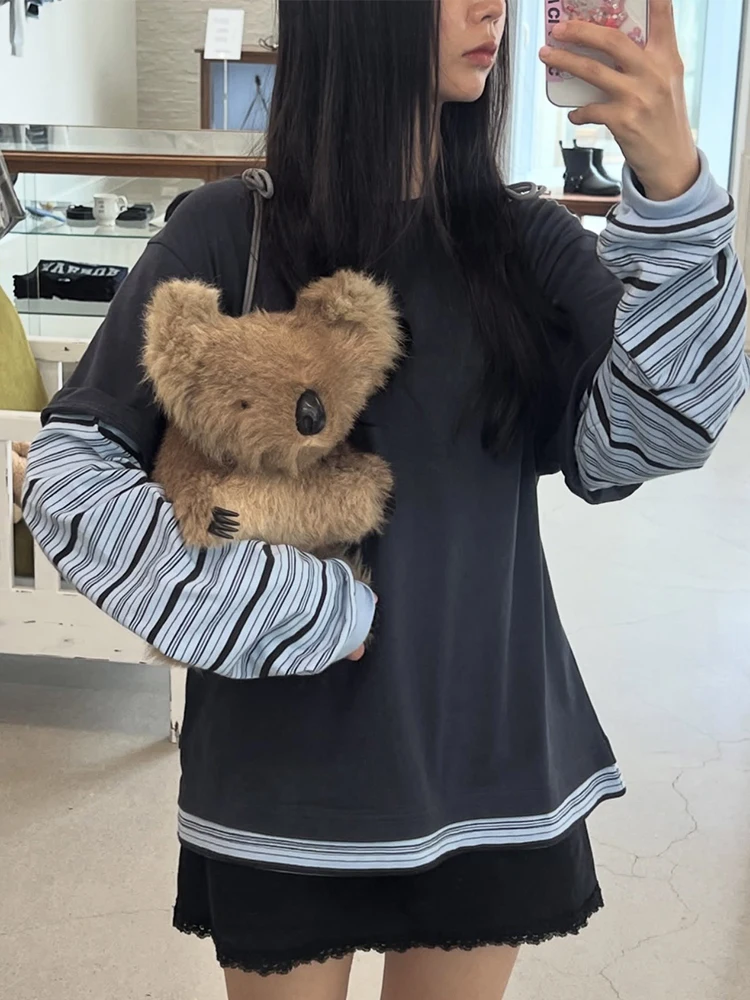 Loose Long Sve Striped Patchwork T-irt Women's Base irt Layering Top Korean Sle Cotton Breathable Comfortable
Loose Long Sve Striped Patchwork T-irt Women's Base irt Layering Top Korean Sle Cotton Breathable Comfortable