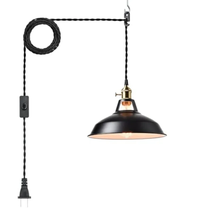 Industrial Hanging Lights with Plug in Cord, Barn Pendant Light with Switch for Kitchen Bedroom Bar Reataurant Cafe Loft
Industrial Hanging Lights with Plug in Cord, Barn Pendant Light with Switch for Kitchen Bedroom Bar Reataurant Cafe Loft