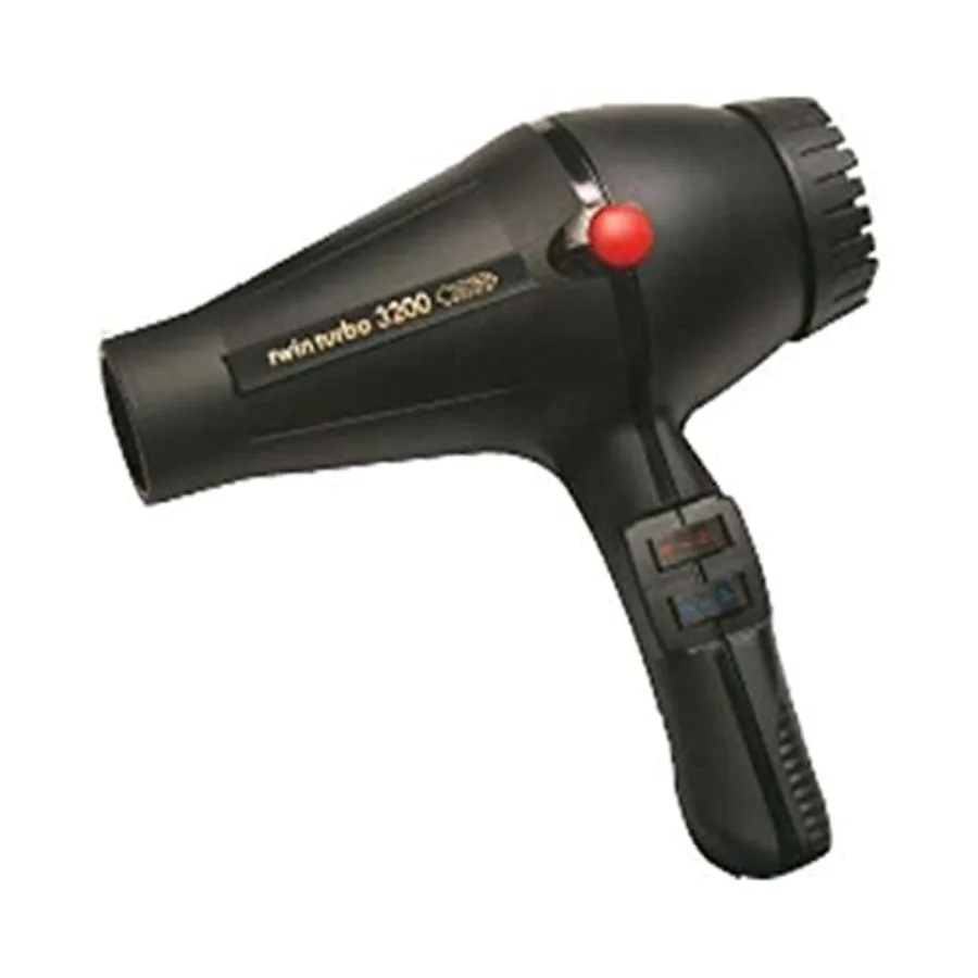 Twin Turbo 3200 Dryer for professional salons, durable ABS plastic, sleek black finish, ultra-fast drying with dual turbo airfl
Twin Turbo 3200 Dryer for professional salons, durable ABS plastic, sleek black finish, ultra-fast drying with dual turbo airfl