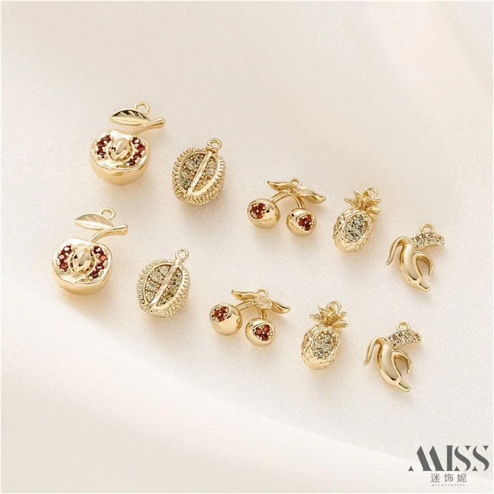 14K Gold Color Retention Fruit Series Pendant DIY Pineapple Durian Apple Banana Cherry Bracelet Necklace Charm Accessories
14K Gold Color Retention Fruit Series Pendant DIY Pineapple Durian Apple Banana Cherry Bracelet Necklace Charm Accessories