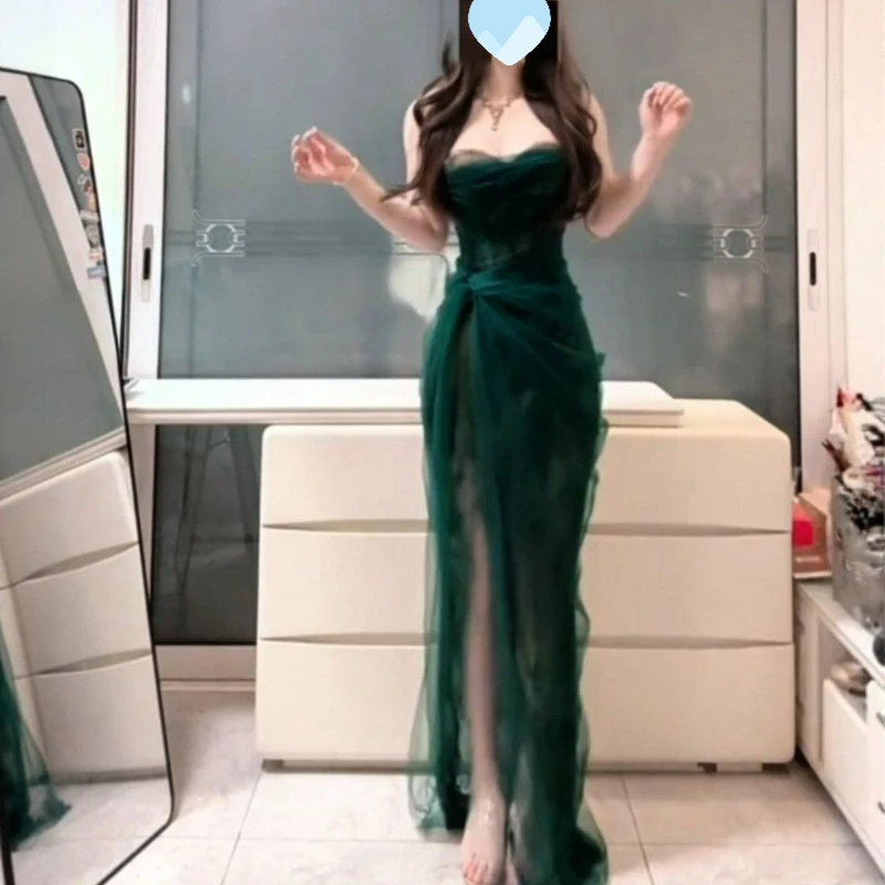 Summer New Fashion Green Strapless Mesh Halter Skirt for Women Plus-size French Elegant Style Light Luxury Banquet Dress 2026
Summer New Fashion Green Strapless Mesh Halter Skirt for Women Plus-size French Elegant Style Light Luxury Banquet Dress 2026