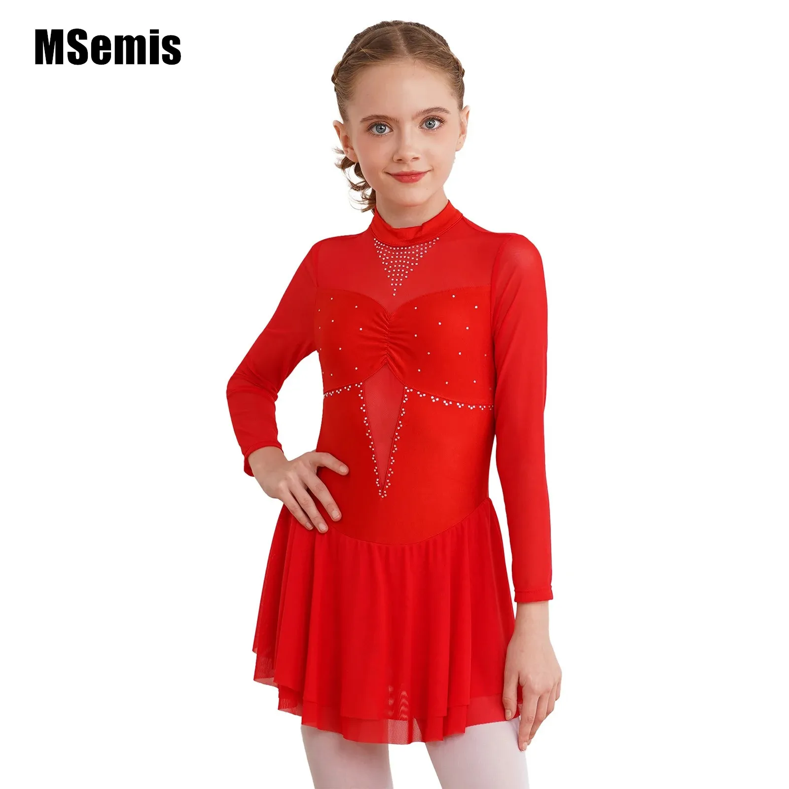 Kids Girls Hollow Back Dance Dress Shiny Rhinestone Decorated Long Sleeve Round Collar Patchwork Style Skating Stylish Clothing
Kids Girls Hollow Back Dance Dress Shiny Rhinestone Decorated Long Sleeve Round Collar Patchwork Style Skating Stylish Clothing