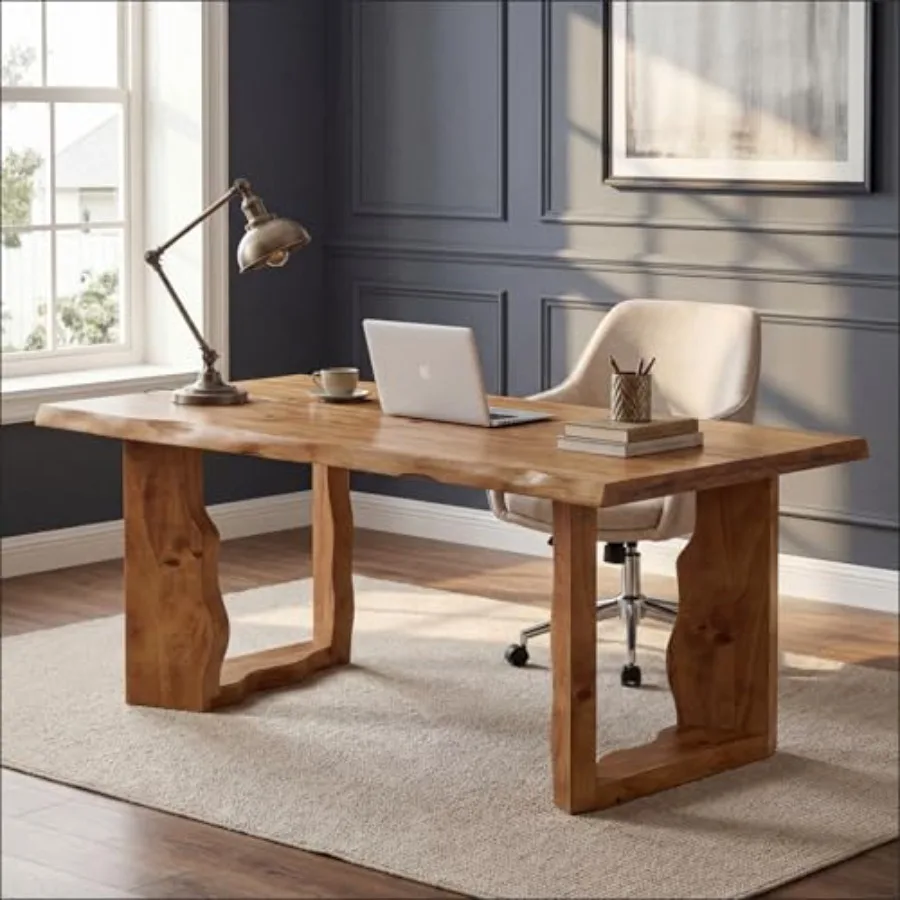 63" Live Edge Rustic Solid Wood Executive Desk, Farmhouse Large Computer Office Desk Workstation for Modern Home Office and Bus
63" Live Edge Rustic Solid Wood Executive Desk, Farmhouse Large Computer Office Desk Workstation for Modern Home Office and Bus