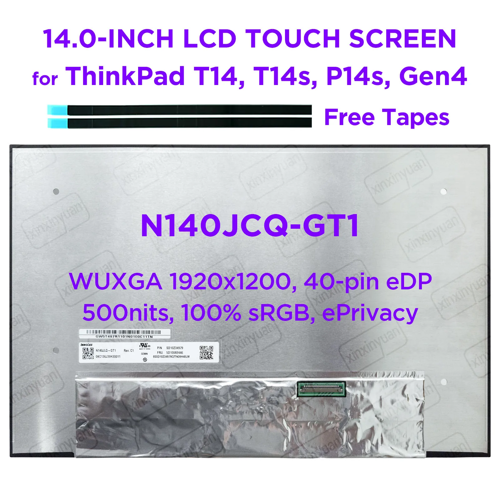 14.0-Inch Laptop LCD Touch Screen N140JLQ-GT1 for ThinkPad T14 T14s P14s Gen4 Display Panel FRU 5D10V82446 WUXGA1920x1200 40-pin
14.0-Inch Laptop LCD Touch Screen N140JLQ-GT1 for ThinkPad T14 T14s P14s Gen4 Display Panel FRU 5D10V82446 WUXGA1920x1200 40-pin