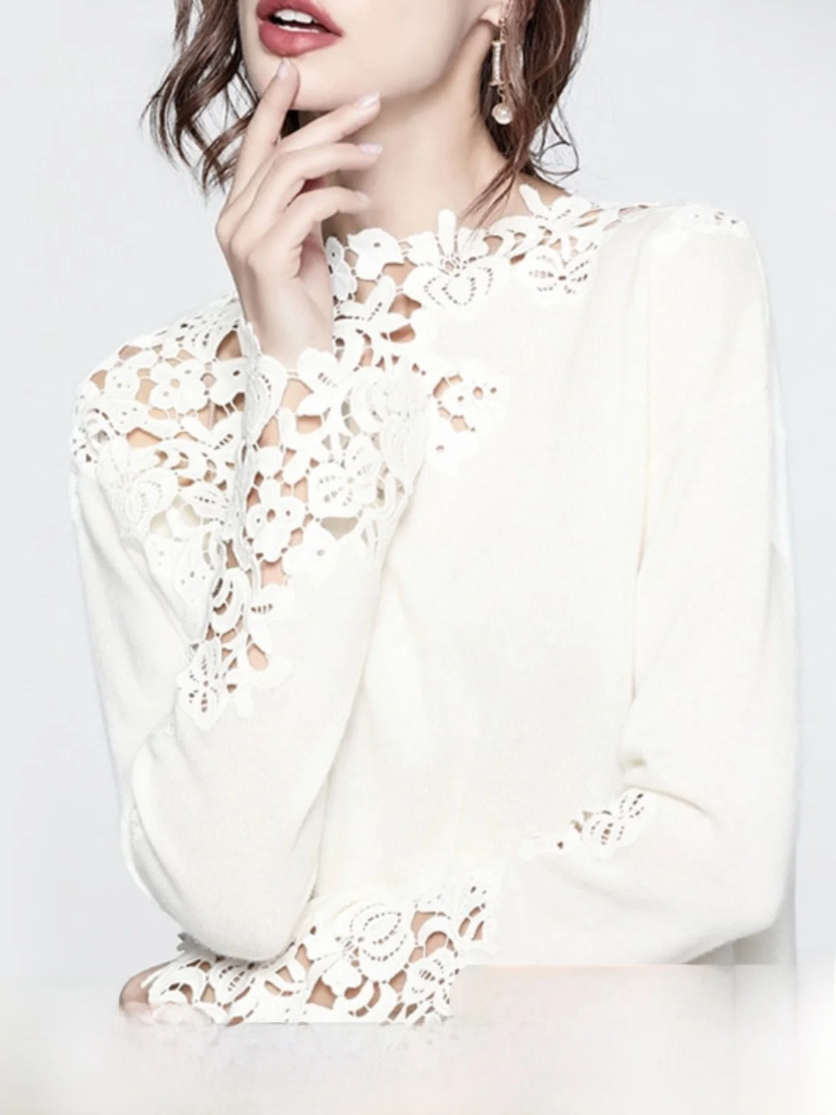 Faionable Heavy Embroidery Lace Hollow out Top Women's Clothing Tagl Design Long Sve Other Fabric Online Exclusive
Faionable Heavy Embroidery Lace Hollow out Top Women's Clothing Tagl Design Long Sve Other Fabric Online Exclusive