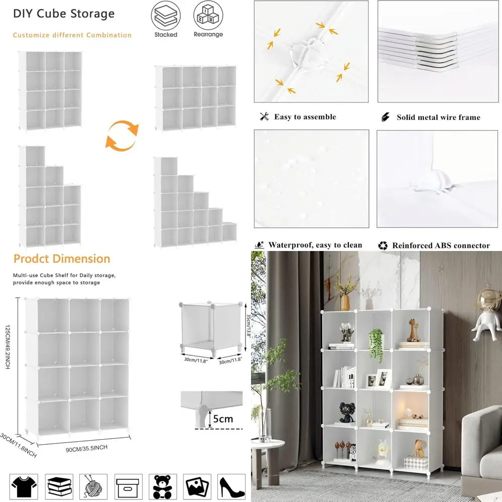 Органайзер для хранения из 12 пластиковых кубиков с деревянным молотком, универсальное решение для дома и спальни, белый цвет
Органайзер для хранения из 12 пластиковых кубиков с деревянным молотком, универсальное решение для дома и спальни, белый цвет