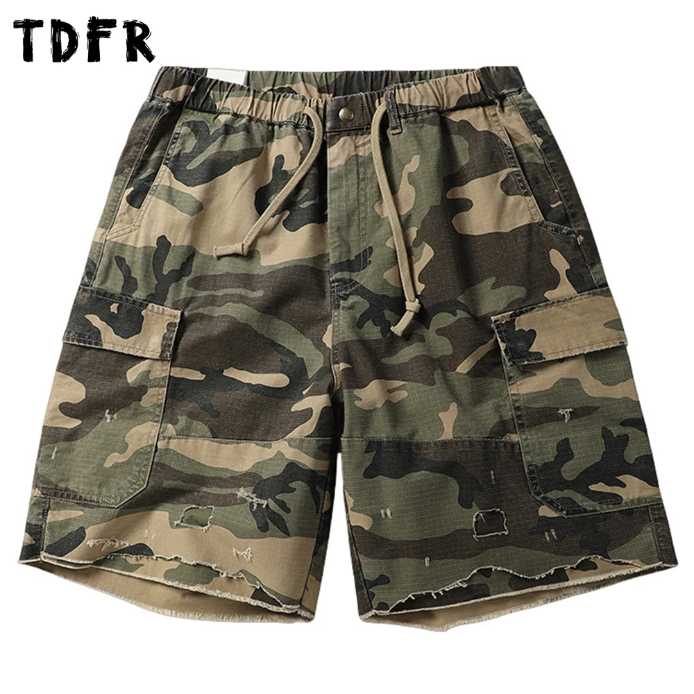 Ripped Camouflage Cargo Shorts Mens Raw Hem Summer Safari Style Elastic Waist Pocket Wide Leg Knee-length Shorts Men
Ripped Camouflage Cargo Shorts Mens Raw Hem Summer Safari Style Elastic Waist Pocket Wide Leg Knee-length Shorts Men