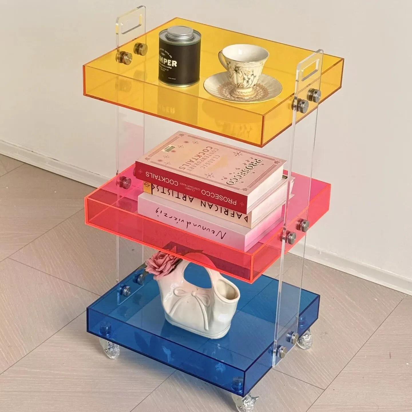 Coffee table storage table hotel furniture acrylic mobile car side table living room sofa table dopamine snack storage shelf
Coffee table storage table hotel furniture acrylic mobile car side table living room sofa table dopamine snack storage shelf