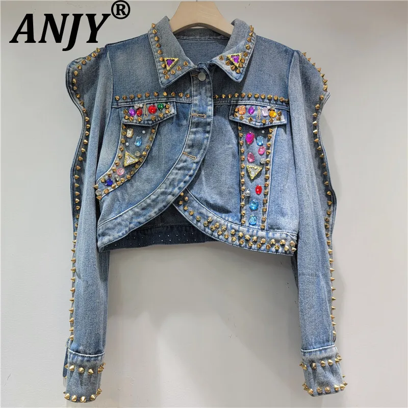 ANJY Autumn New Women's Streetwear Ins Trendy Studded Colorful Diamonds Rivet Single Breasted Asymmetry Short Denim Jacket A7130
ANJY Autumn New Women's Streetwear Ins Trendy Studded Colorful Diamonds Rivet Single Breasted Asymmetry Short Denim Jacket A7130