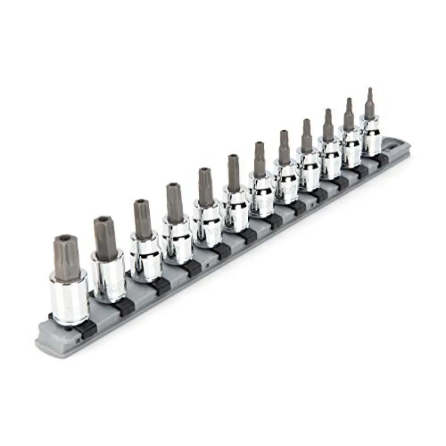 3/8 Inch Drive Tamper-Resistant Torx Bit Socket Set with Rail 12-Piece TR10-TR60 SHB91104
3/8 Inch Drive Tamper-Resistant Torx Bit Socket Set with Rail 12-Piece TR10-TR60 SHB91104
