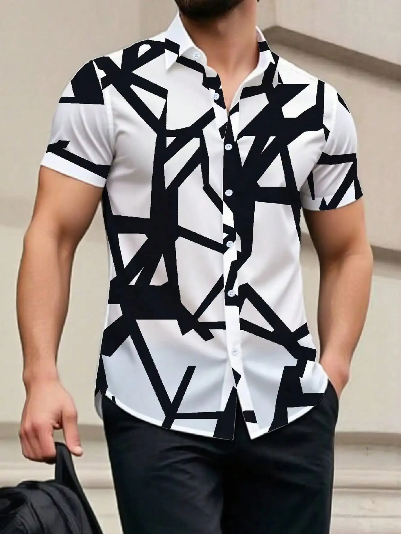 Mens Abstract Geometric Pattern Short Sleeve Button Up Shirt
Mens Abstract Geometric Pattern Short Sleeve Button Up Shirt