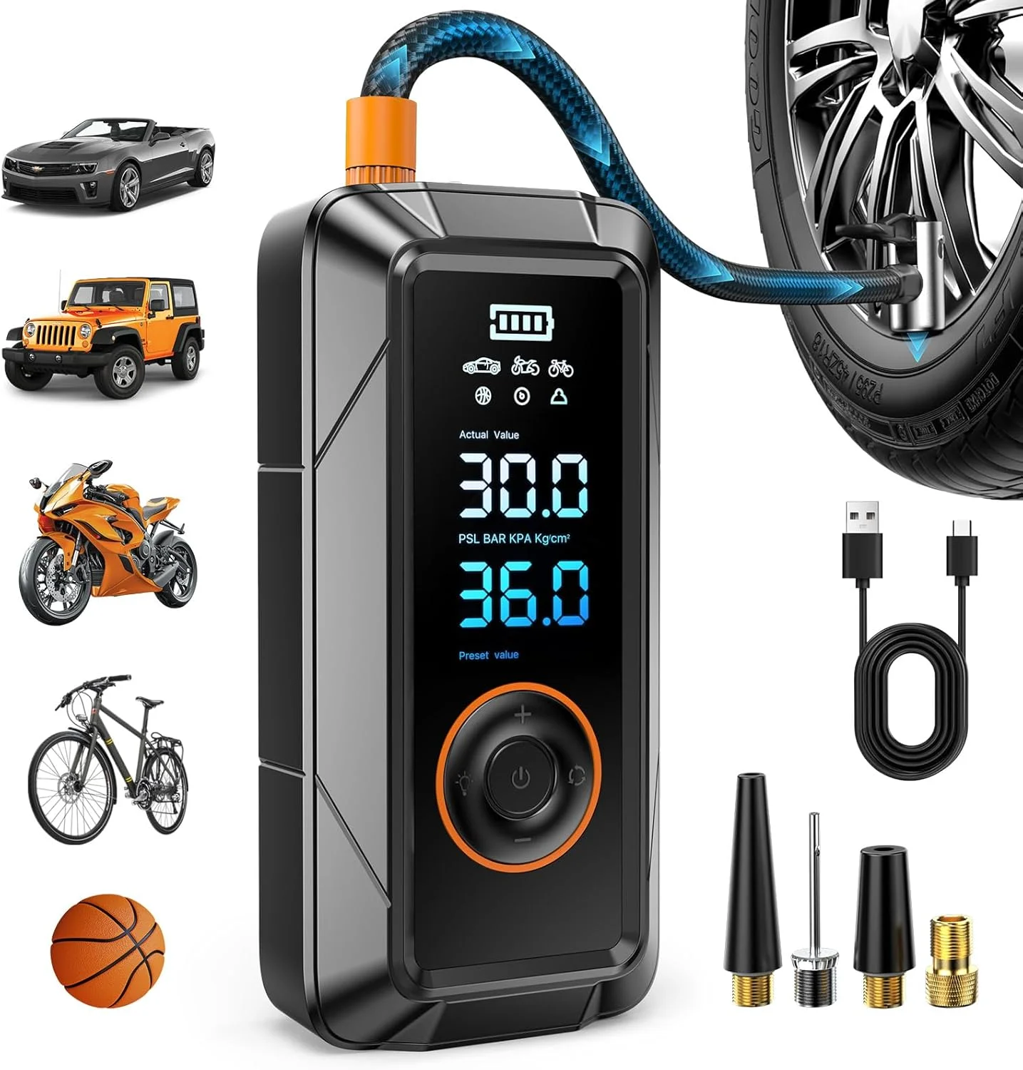 Portable Cordless Air Compressor with Auto Shut-Off & Digital Gauge for Car Bike Tires
Portable Cordless Air Compressor with Auto Shut-Off & Digital Gauge for Car Bike Tires