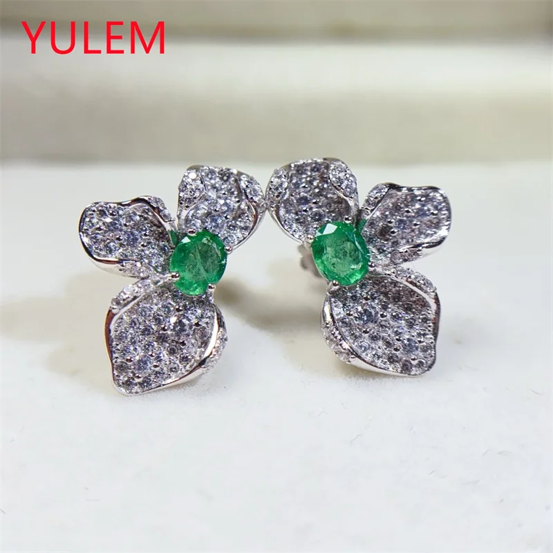 Natural Emerald Silver 925 Earrings Sparkling Earrings for Women Wedding Jewelry
Natural Emerald Silver 925 Earrings Sparkling Earrings for Women Wedding Jewelry