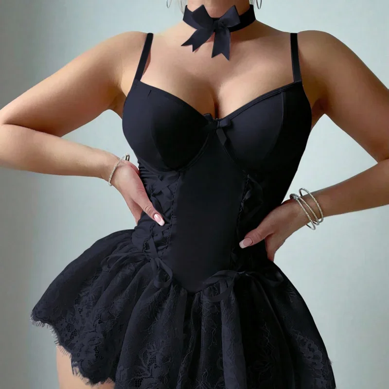 Bikini Retro Pure Desire Style Sexy DeepVLace Trim One-Piece Dress Sexy Lingerie
Bikini Retro Pure Desire Style Sexy DeepVLace Trim One-Piece Dress Sexy Lingerie