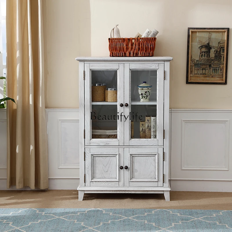 Ash wood white living room TV side cabinet dining side American furniture glass wine cabinet
Ash wood white living room TV side cabinet dining side American furniture glass wine cabinet