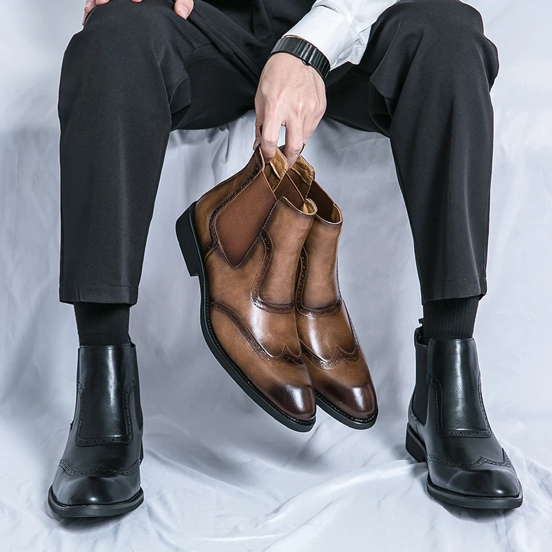 Retro Men Ankle Boots Warm and Plush Comfortable Business Fashion Chelsea Boots Outdoor Training Leather Boots Men Sizes 38-45
Retro Men Ankle Boots Warm and Plush Comfortable Business Fashion Chelsea Boots Outdoor Training Leather Boots Men Sizes 38-45