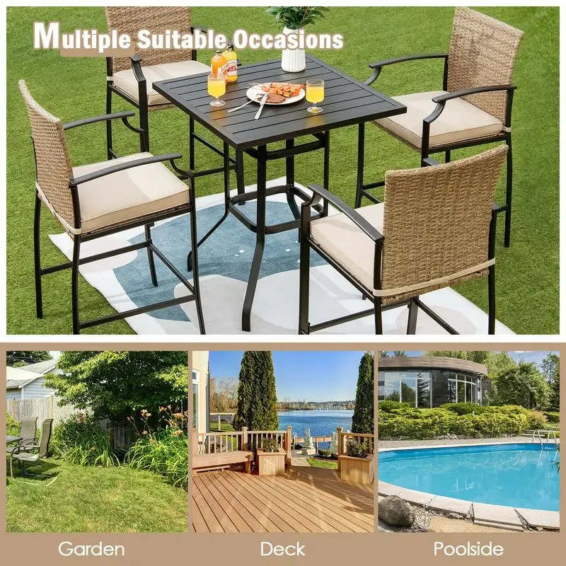 Patio Rattan Bar Stools Set of 4 with Soft Cushions
Patio Rattan Bar Stools Set of 4 with Soft Cushions