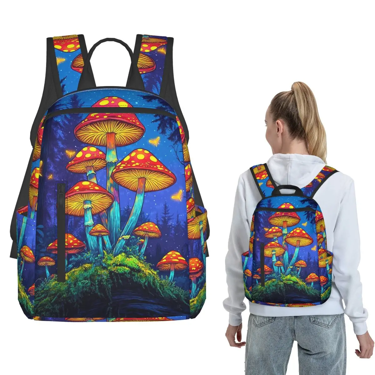 Neon Glowing Magic Mushrooms Backpack Daypack Boys Girls BookBag School Bag Shoulder Bags for Men Women
Neon Glowing Magic Mushrooms Backpack Daypack Boys Girls BookBag School Bag Shoulder Bags for Men Women