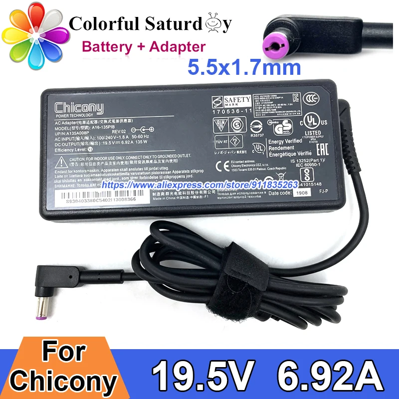 CHICONY For ACER NITRO 5 N20C2 AN515-53 AN515-44 N17C2 AN515-55-544R Laptop Charger 19.5V 6.92A A16-135PIB 135W Power Adapter
CHICONY For ACER NITRO 5 N20C2 AN515-53 AN515-44 N17C2 AN515-55-544R Laptop Charger 19.5V 6.92A A16-135PIB 135W Power Adapter