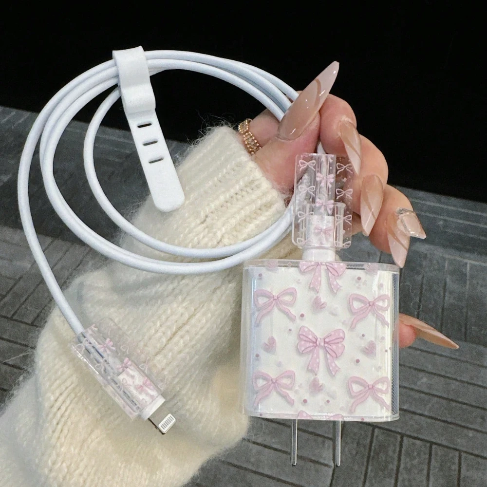 Cute Pink Flower Bowknot Pattern Soft Charger Case For iPhone 18/20W Charger Head Protective Sleeve Cable Protection Cover
Cute Pink Flower Bowknot Pattern Soft Charger Case For iPhone 18/20W Charger Head Protective Sleeve Cable Protection Cover