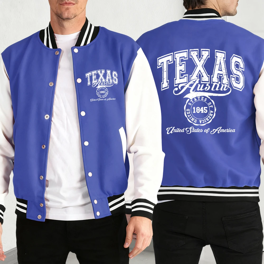 Техасская мужская куртка с рисунком США 1845, модная свободная бейсбольная майка, мягкая повседневная уличная одежда, осенняя флисовая мужская винтажная одежда
Техасская мужская куртка с рисунком США 1845, модная свободная бейсбольная майка, мягкая повседневная уличная одежда, осенняя флисовая мужская винтажная одежда