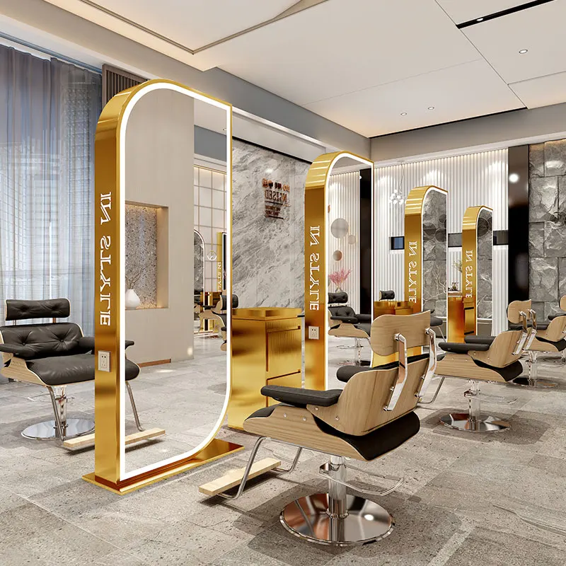 Unique Design Gold Stainless Steel Frame Two Sided Hairdressing Barber Mirror Luxury Beauty Salon Floor Mirror
Unique Design Gold Stainless Steel Frame Two Sided Hairdressing Barber Mirror Luxury Beauty Salon Floor Mirror