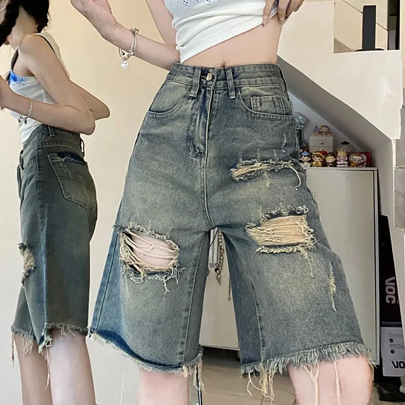 2026 Summer Girls High Waist Raw Edge Cropped Jeans Female Chic Leisure Thin Denim Pants Women Retro Solid Denim Shorts
2026 Summer Girls High Waist Raw Edge Cropped Jeans Female Chic Leisure Thin Denim Pants Women Retro Solid Denim Shorts
