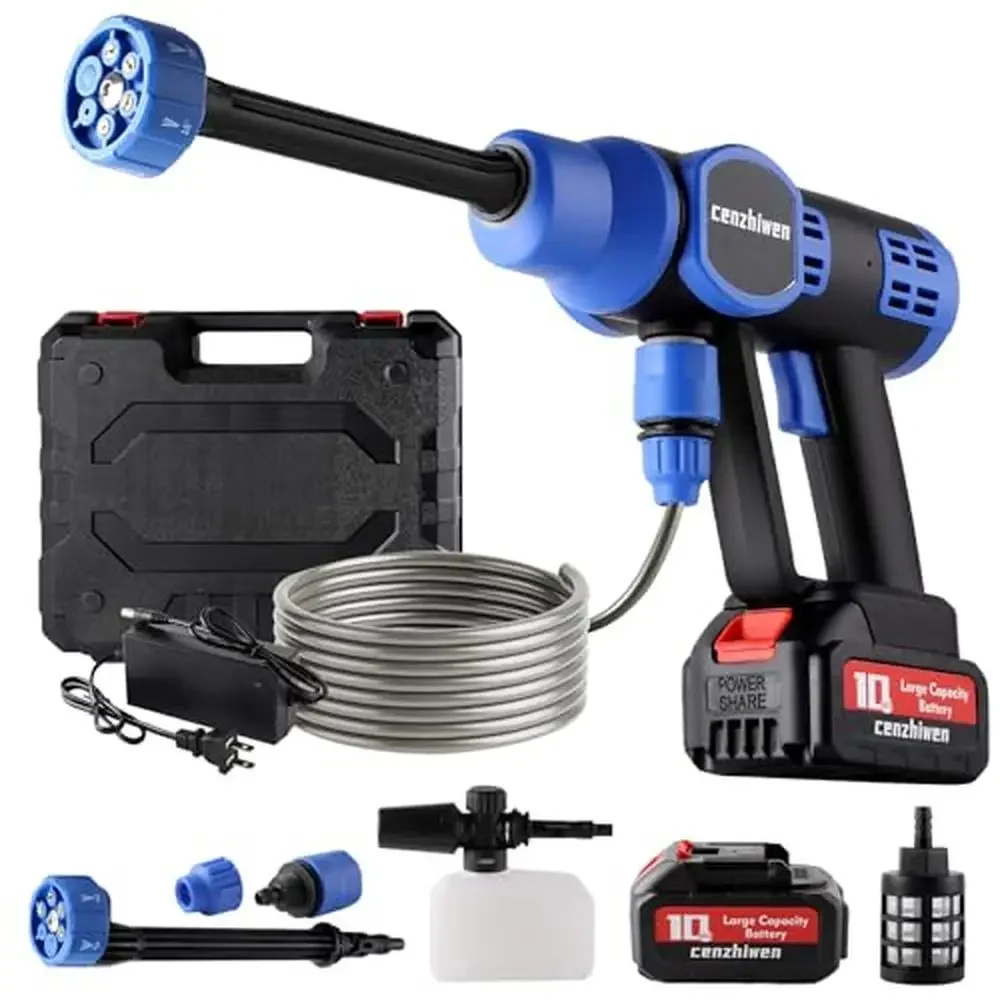 Портативная электрическая мойка, 1160PSI, 2,2 галлона в минуту, 6 в 1, насадка, перезаряжаемый аккумуляторный пистолет
Портативная электрическая мойка, 1160PSI, 2,2 галлона в минуту, 6 в 1, насадка, перезаряжаемый аккумуляторный пистолет