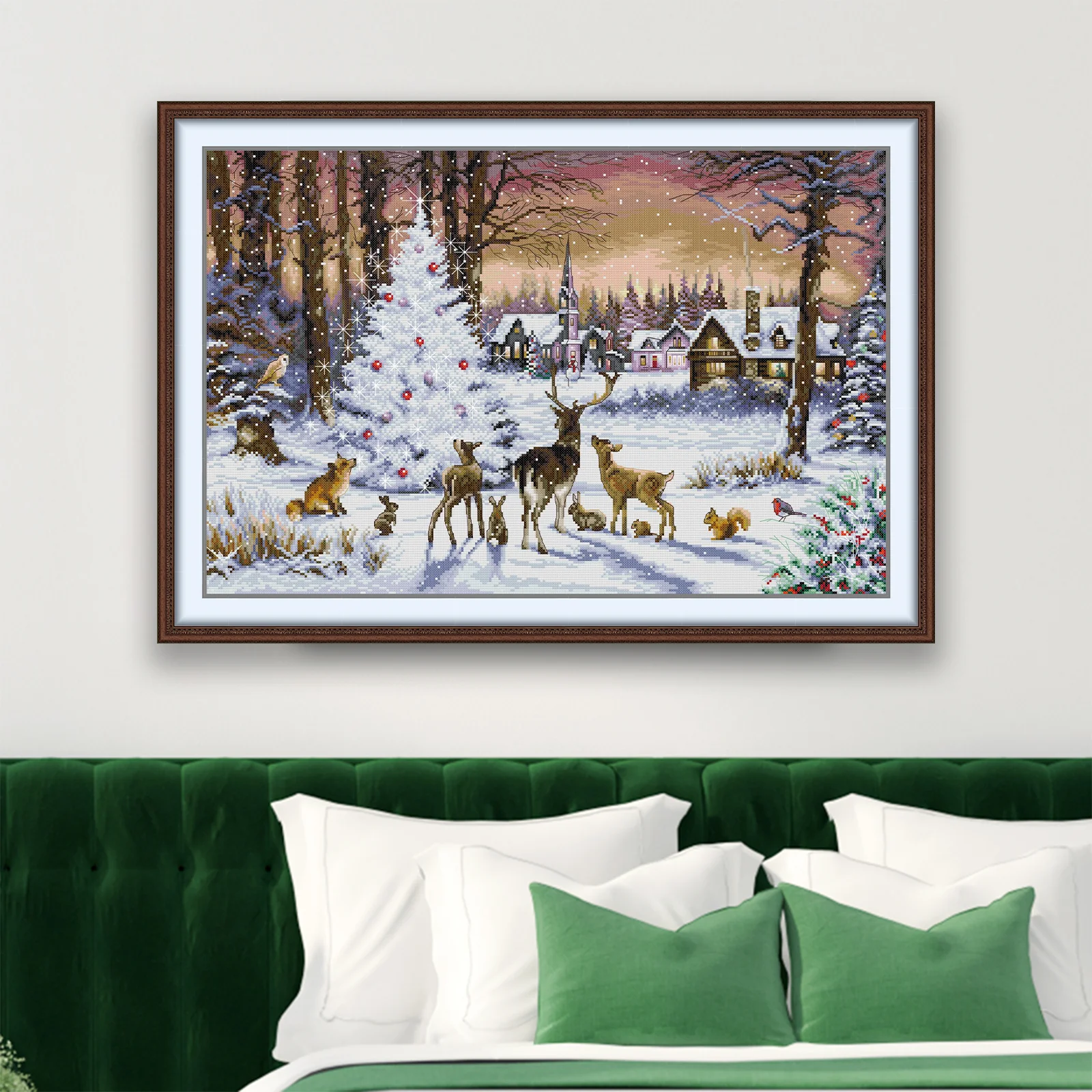 Soulgift News Набор для вышивки крестом с предварительной печатью, штампованная ткань Аида, набор для вышивания - белая рождественская елка и мелки животные 
Soulgift News Набор для вышивки крестом с предварительной печатью, штампованная ткань Аида, набор для вышивания - белая рождественская елка и мелки животные