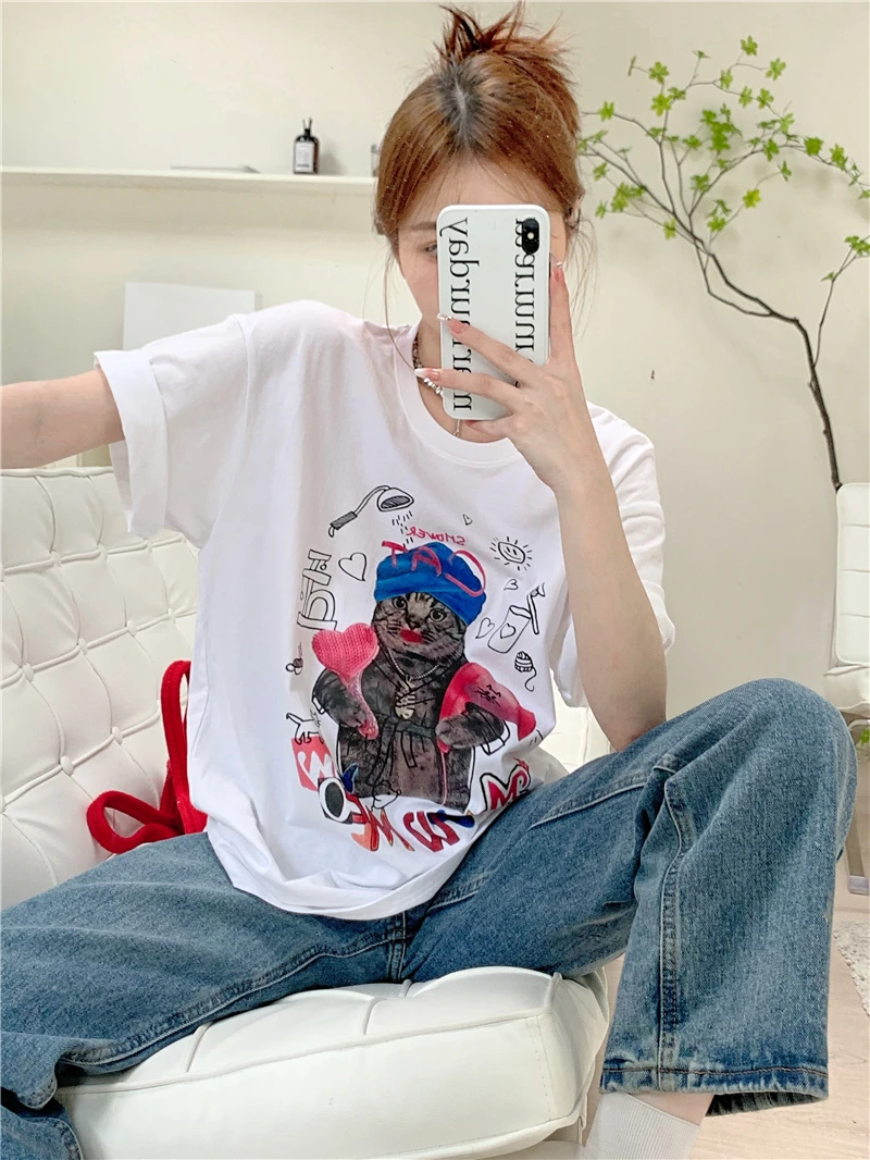 Me Cats Cute animals Funny Printed T Shirt Women Short Sleeve Cotton Fashion O-Neck Printing Tops
Me Cats Cute animals Funny Printed T Shirt Women Short Sleeve Cotton Fashion O-Neck Printing Tops