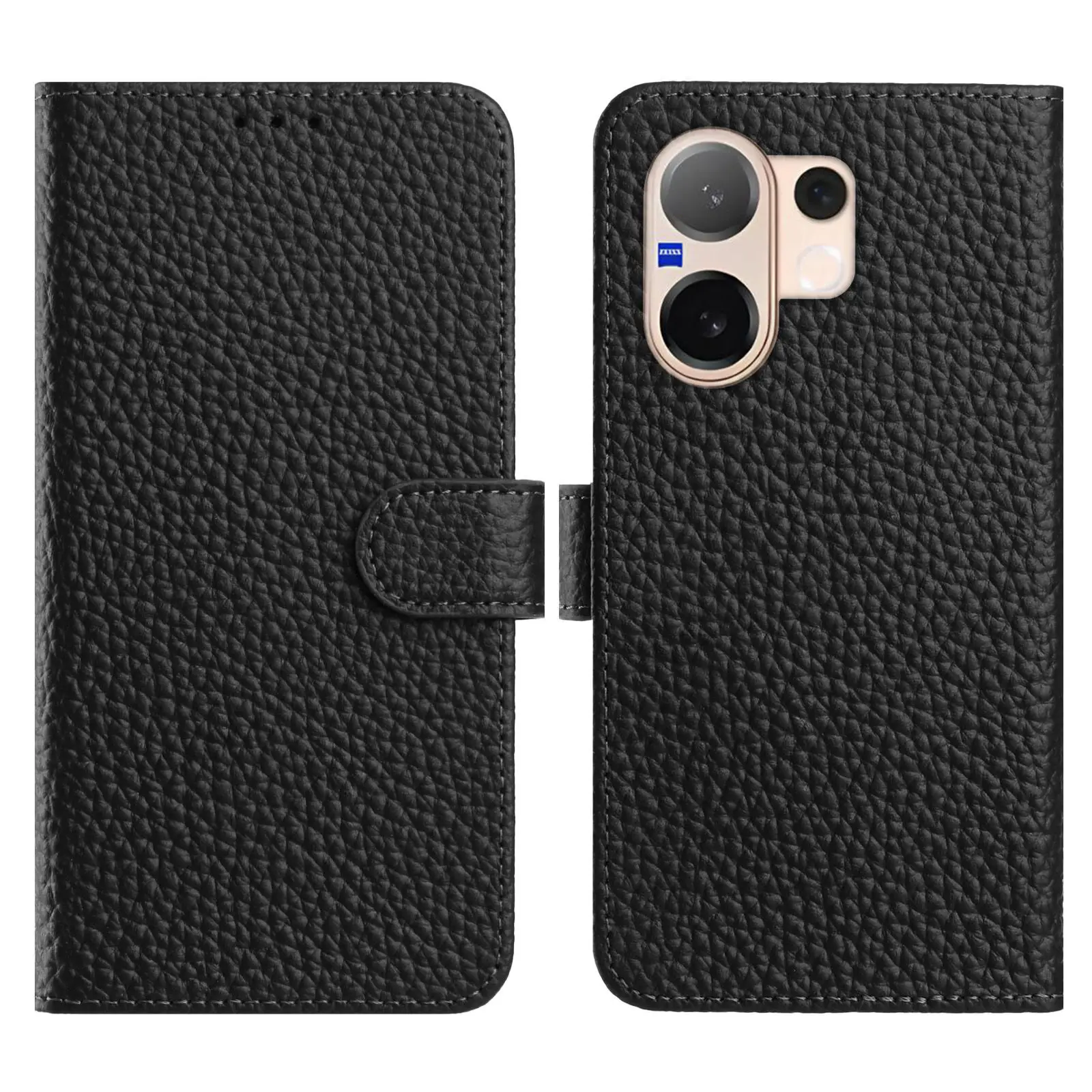 For vivo V60 5G Case Wallet Stand Litchi Texture Genuine Cow Leather Flip Phone Cover - Black
For vivo V60 5G Case Wallet Stand Litchi Texture Genuine Cow Leather Flip Phone Cover - Black