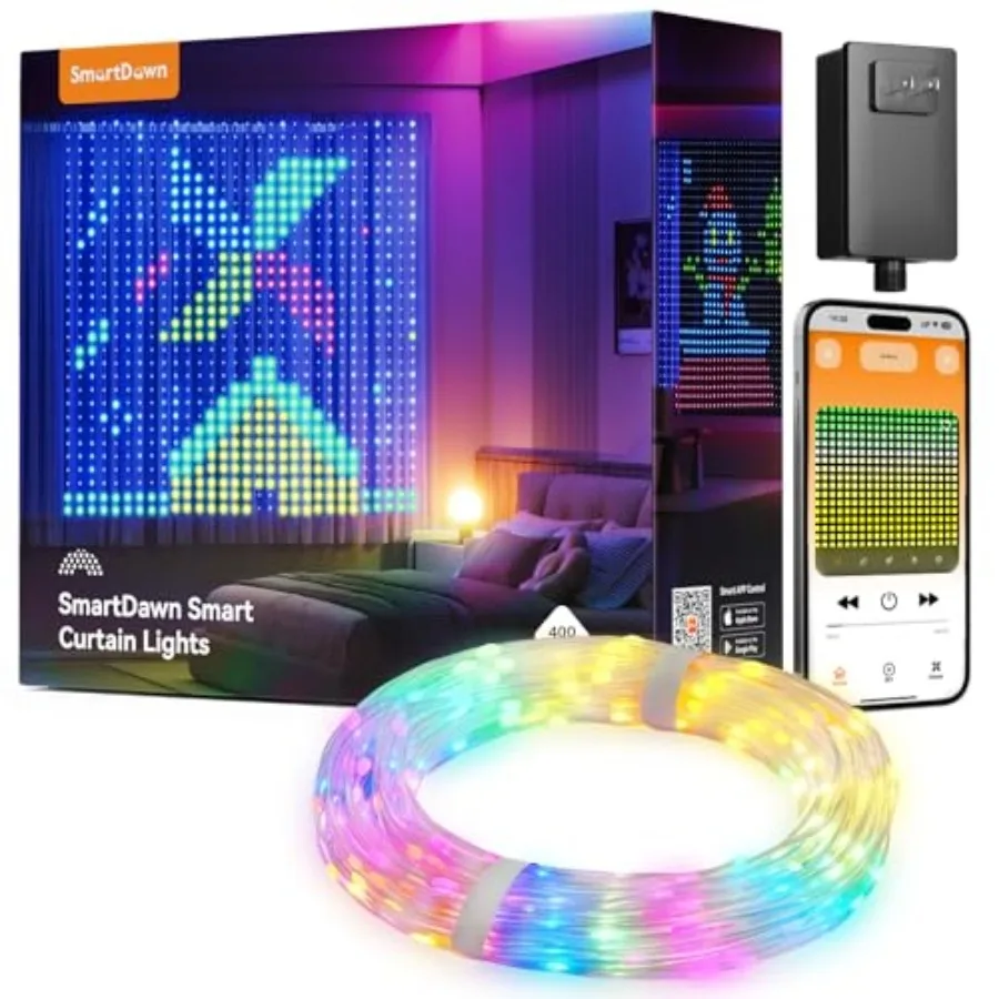 RGBIC s Smart Curtain Lights with DIY GIF, 6.6x6.6ft Color Changing Holiday Wall Lights with APP, IP65 Waterproof Christmas Str
RGBIC s Smart Curtain Lights with DIY GIF, 6.6x6.6ft Color Changing Holiday Wall Lights with APP, IP65 Waterproof Christmas Str
