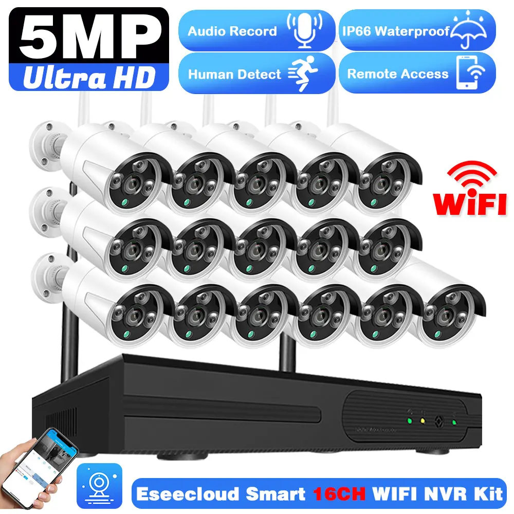 5MP 16CH Wireless NVR Kit Waterproof Outdoor Wifi Security IP Camera CCTV System for House Smart Video Surveillance System Wi-Fi
5MP 16CH Wireless NVR Kit Waterproof Outdoor Wifi Security IP Camera CCTV System for House Smart Video Surveillance System Wi-Fi