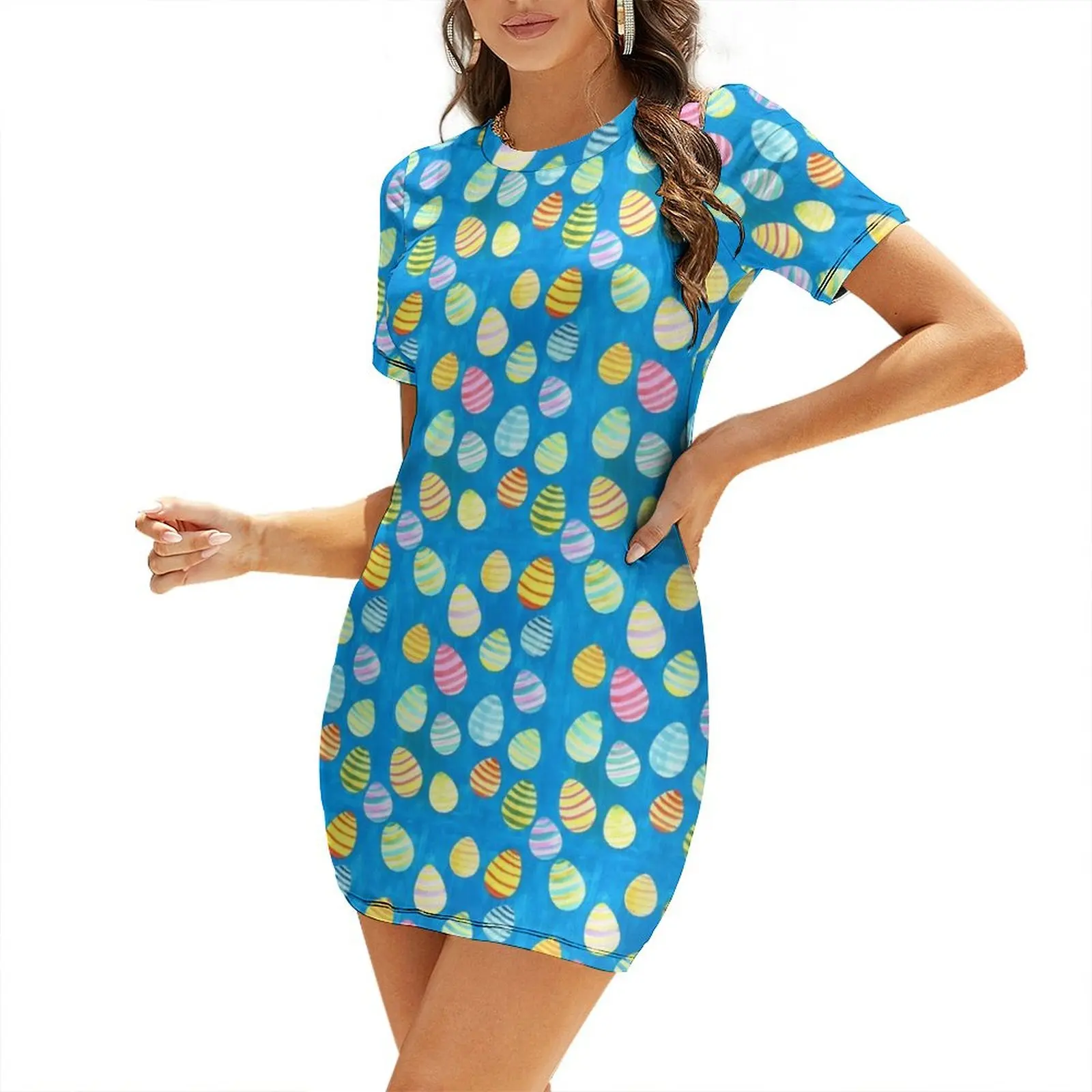 Easter Egg Watercolor Pattern - Blue Short-Sleeved Dress Womens dresses women clothes long dress women summer Dress
Easter Egg Watercolor Pattern - Blue Short-Sleeved Dress Womens dresses women clothes long dress women summer Dress