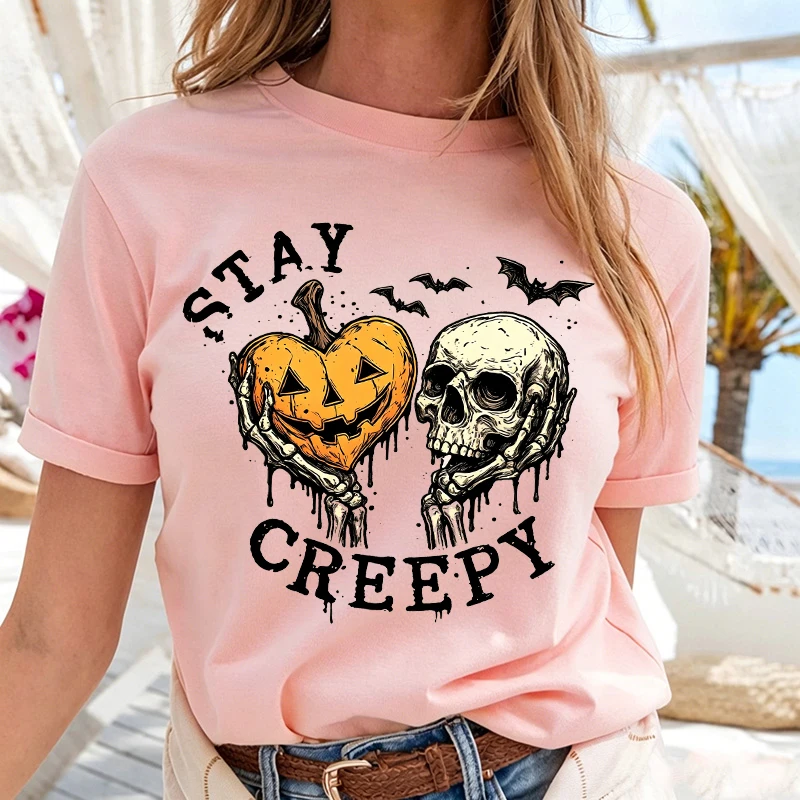 Creepy Shirt Women's Halloween Tshirt Cute Skeleton Tee Funny Halloween Outfit Spooky Season Shirt
Creepy Shirt Women's Halloween Tshirt Cute Skeleton Tee Funny Halloween Outfit Spooky Season Shirt
