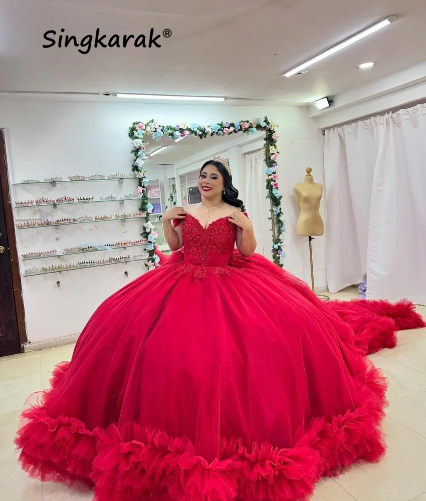 Роскошное красное бальное платье принцессы Quinceanera, платья 2024, кристаллы из бисера и оборки, вечеринка по случаю дня рождения для девочек 15 лет, на шнуровке
Роскошное красное бальное платье принцессы Quinceanera, платья 2024, кристаллы из бисера и оборки, вечеринка по случаю дня рождения для девочек 15 лет, на шнуровке