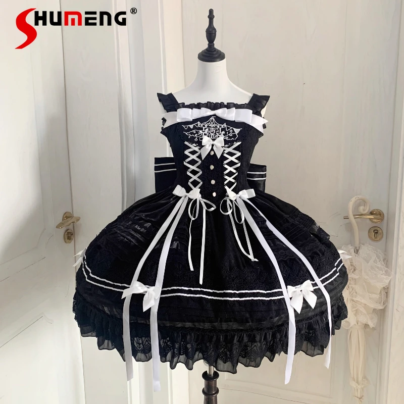 Black Gothic Dark Sling Dress JSK Summer New Girl's High Waist Slimming Elegant Mini Dress Women's Large Size Lolita Dresses
Black Gothic Dark Sling Dress JSK Summer New Girl's High Waist Slimming Elegant Mini Dress Women's Large Size Lolita Dresses