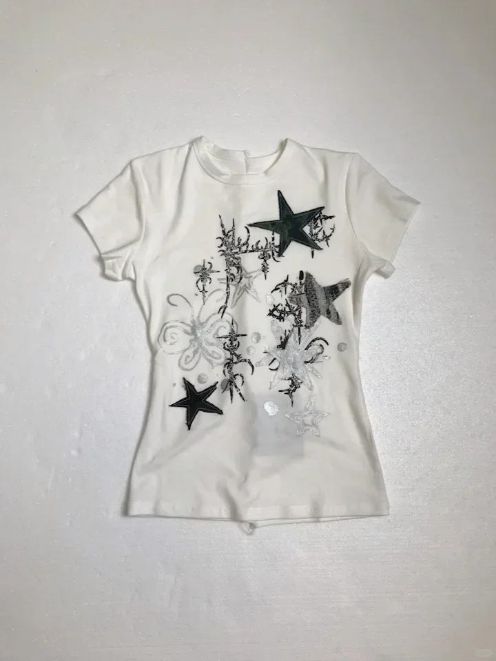 Aesthetic Star Print Punk Casual Tees 2000s American Vintage Bodycon Shirt Sleeve Tshirts Y2k Punk Grunge Crop Top Goth Clothes
Aesthetic Star Print Punk Casual Tees 2000s American Vintage Bodycon Shirt Sleeve Tshirts Y2k Punk Grunge Crop Top Goth Clothes