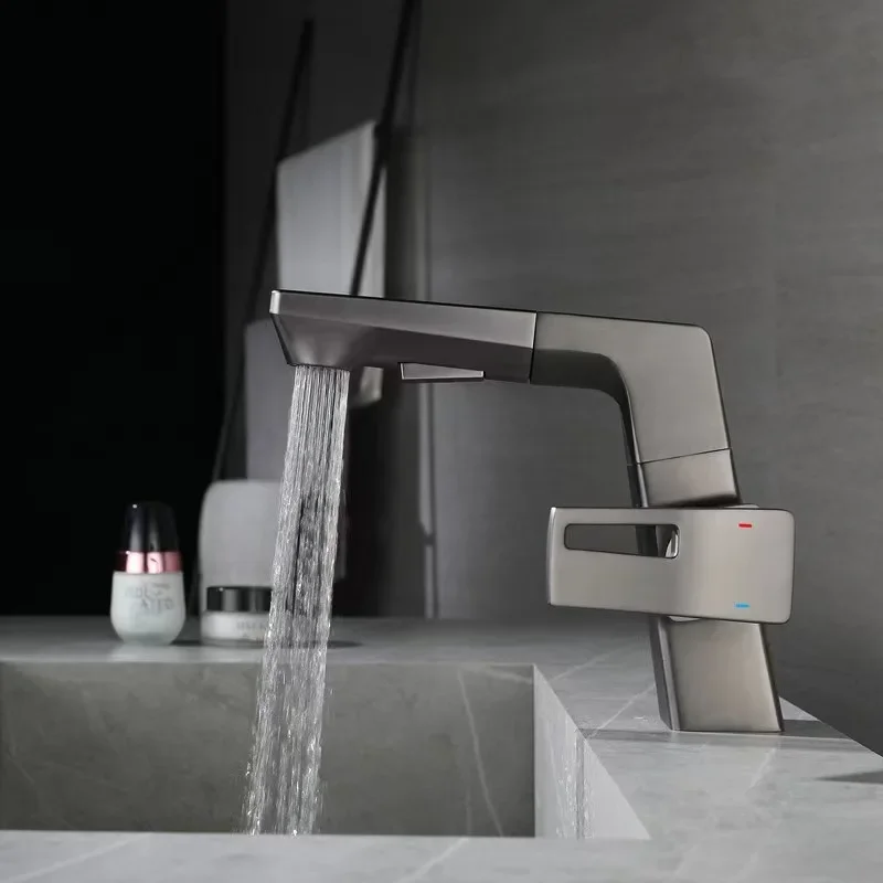 Bathroom Pull-out Basin Faucet 360 Rotation Single Hole Single Handle Hot And Cold Mixed Water Faucet Grey Sink Tap
Bathroom Pull-out Basin Faucet 360 Rotation Single Hole Single Handle Hot And Cold Mixed Water Faucet Grey Sink Tap