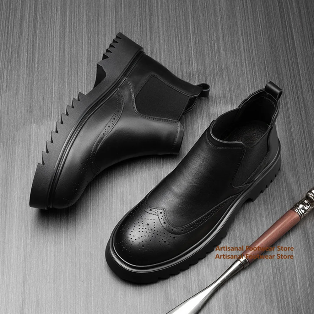 Men's Black Leather Chelsea Boots Chunky Platform Sole Classic Round Toe Ankle Boots British Style Trendy Handmade Men's Boots
Men's Black Leather Chelsea Boots Chunky Platform Sole Classic Round Toe Ankle Boots British Style Trendy Handmade Men's Boots