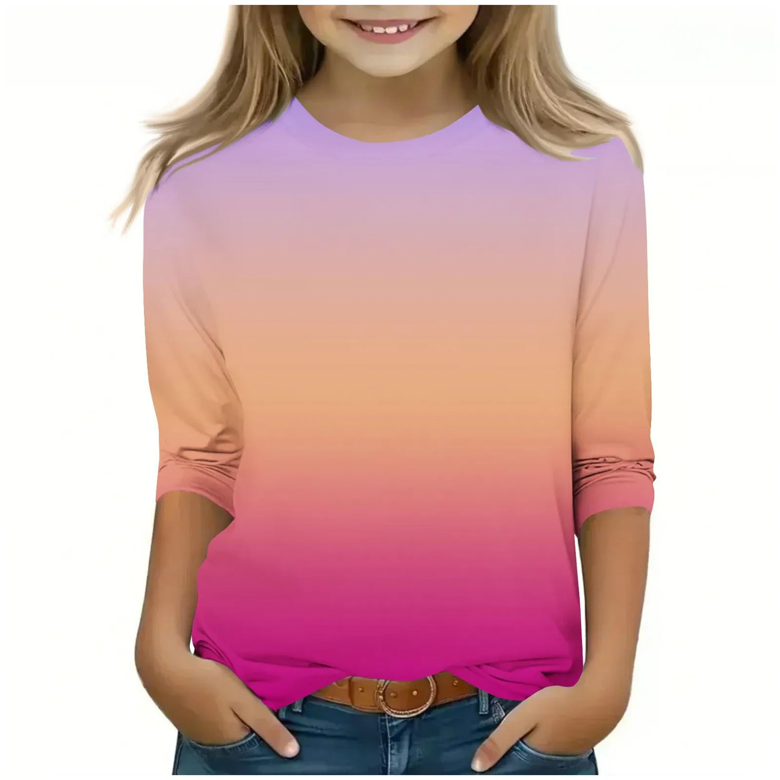 And Long Sleeve Girl Casual Round Neck Three Quarter Sleeve T Shirt Regular Basic 3/4 Sleeve Top Loose Top Girls
And Long Sleeve Girl Casual Round Neck Three Quarter Sleeve T Shirt Regular Basic 3/4 Sleeve Top Loose Top Girls