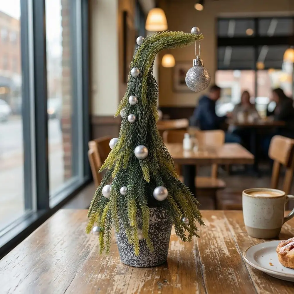Unique Crooked Neck Ornament Flocked Leaning Christmas Tree with Silver Balls Mini Snow Pine Tabletop Decor Holiday for Winter
Unique Crooked Neck Ornament Flocked Leaning Christmas Tree with Silver Balls Mini Snow Pine Tabletop Decor Holiday for Winter