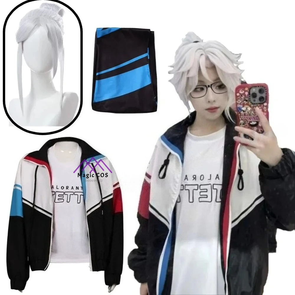 Game Valorant Jett Cosplay Costume White Wig Jacket Coat T-shirt Jett Uniform Outfits Adult Men Women Halloween Carnival Suit
Game Valorant Jett Cosplay Costume White Wig Jacket Coat T-shirt Jett Uniform Outfits Adult Men Women Halloween Carnival Suit
