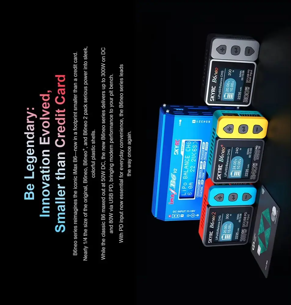 Умное многофункциональное зарядное устройство NEW SKYRC B6neo 2 DC 300W PD 126W для LiPo/LiFe/Lilon/LiHV/NiMH/NiCd/Pb аккумуляторов
Умное многофункциональное зарядное устройство NEW SKYRC B6neo 2 DC 300W PD 126W для LiPo/LiFe/Lilon/LiHV/NiMH/NiCd/Pb аккумуляторов
